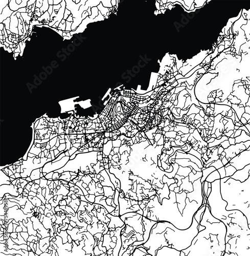 Silhouette map of Vigo Spain