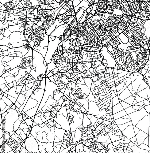 Silhouette map of Uccle Belgium