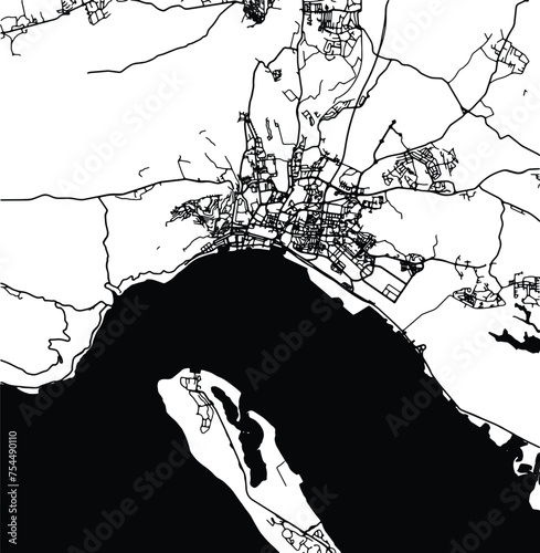 Silhouette map of Setubal Portugal
