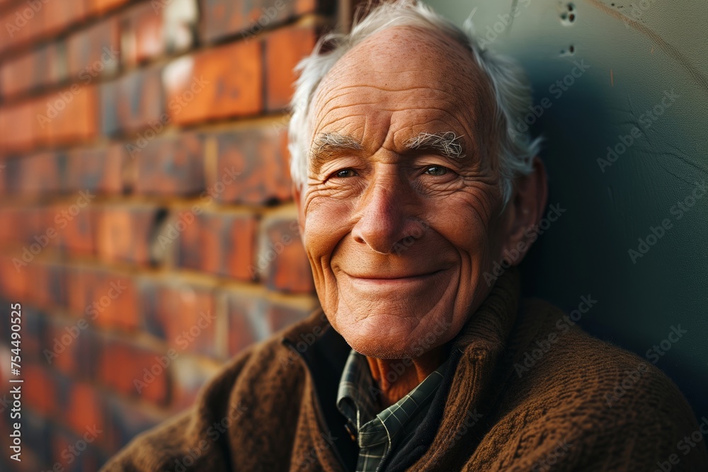 Portrait of an elderly man smiling outdoors