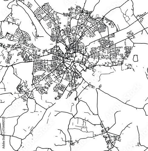 Silhouette map of Norwich United Kingdom