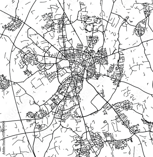 Silhouette map of Muenster Germany