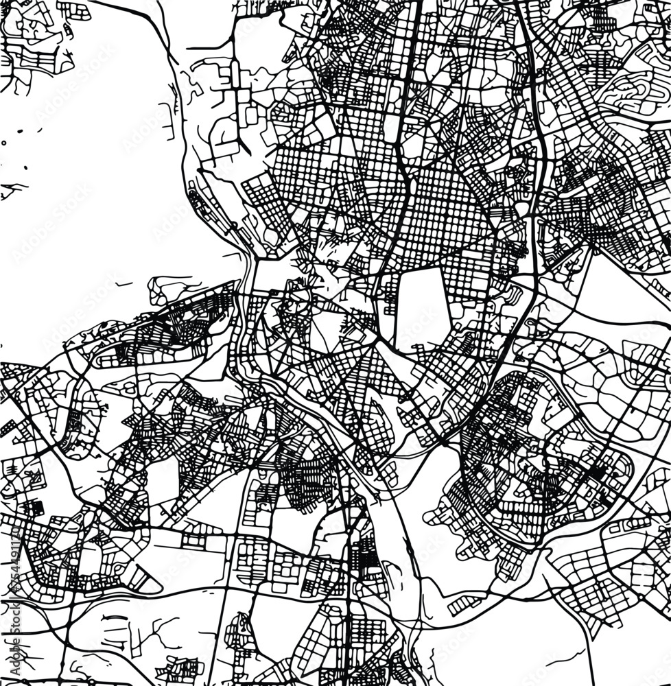 Naklejka premium Silhouette map of Madrid Spain