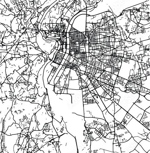 Silhouette map of Lyon France