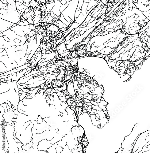 Silhouette map of Luzern Switzerland