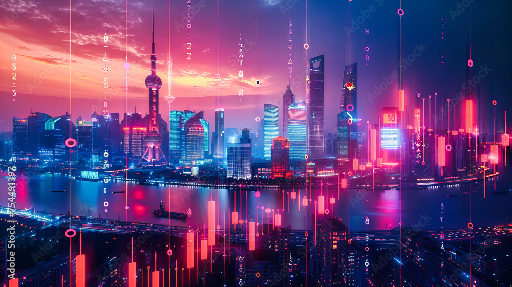 Shanghai Skyline at Night, Illuminated Towers and River Reflections, Architectural Marvels and Urban Tourism