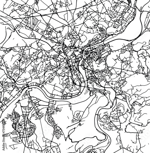 Silhouette map of Liege Belgium