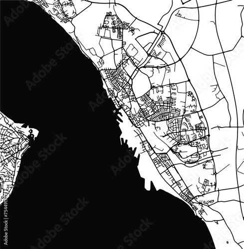 Silhouette map of Helsingborg Sweden