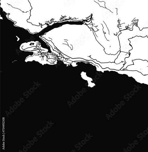 Silhouette map of Dubrovnik Croatia