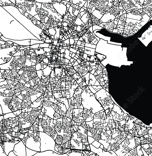 Silhouette map of Dublin Ireland