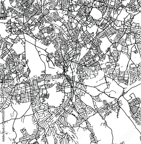 Silhouette map of Croydon United Kingdom