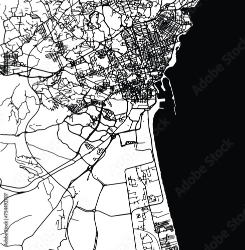 Silhouette map of Catania Italy