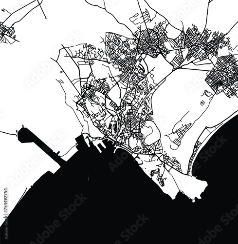 Silhouette map of Cagliari Italy