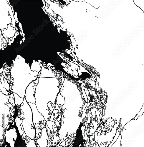 Silhouette map of Bergen Norway