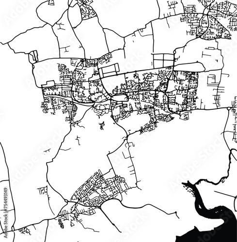 Silhouette map of Basildon United Kingdom