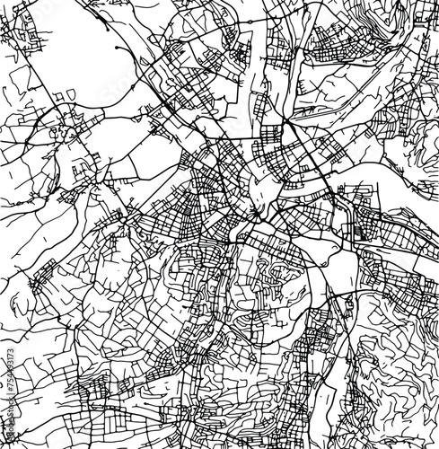 Silhouette map of Basel Switzerland