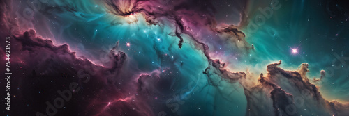 Nebula and galaxies in space. Abstract cosmos background © lumerb