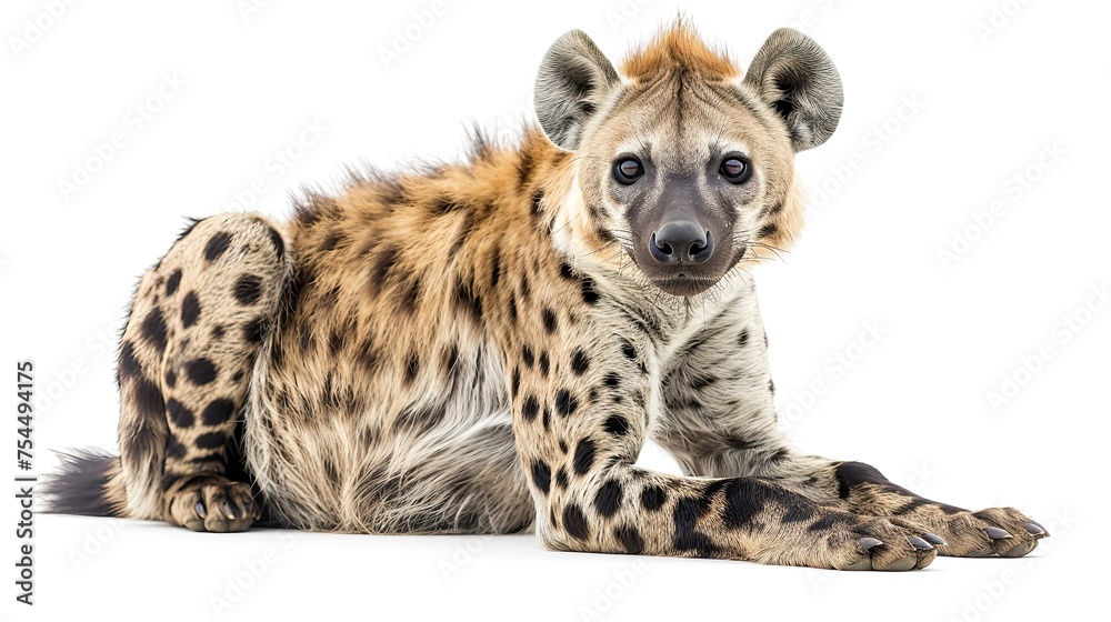 Obraz premium One hyena isolated on white background.