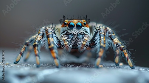 Closeup, large poisonous spider, hairy body.