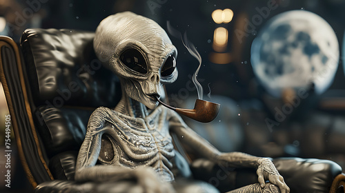 scary halloween skeleton with pipe photo