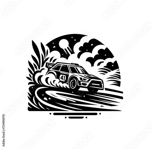 retro rally monochrome isolated vector illustration