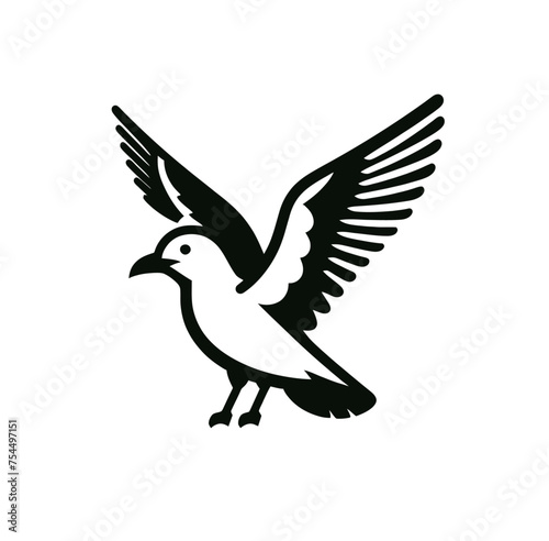 Seagull isolated monochrome vector illustration emblem