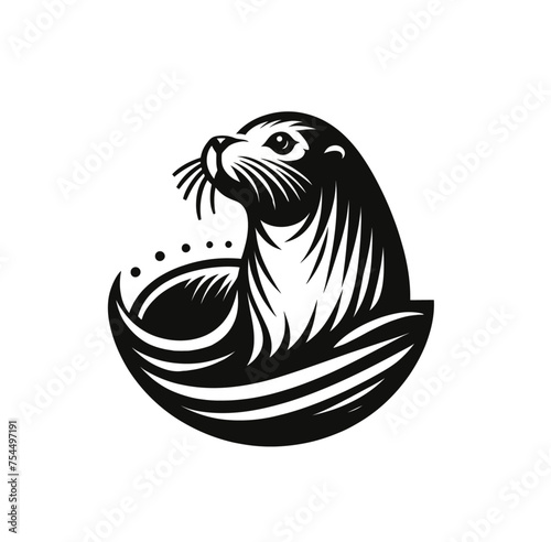 Seal animal isolated monochrome vector illustration