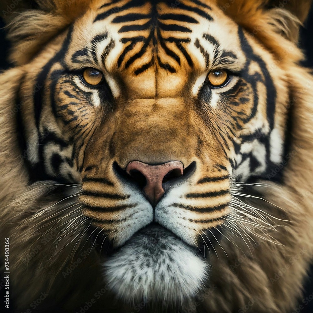 Obraz premium close up of a tiger, Intense stare of a Bengal Tiger, wildlife, predator, fierce, eyes, fierce, powerful, feline, endangered, intense, beautiful