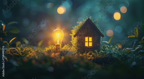 Small Light Bulb on Lush Green Field