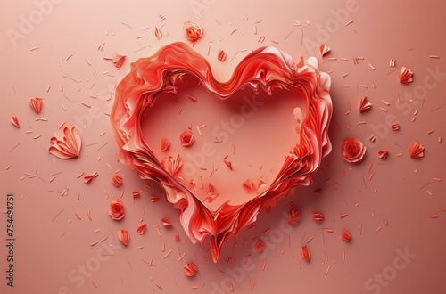 Heart Shaped Paper Surrounded by Petals