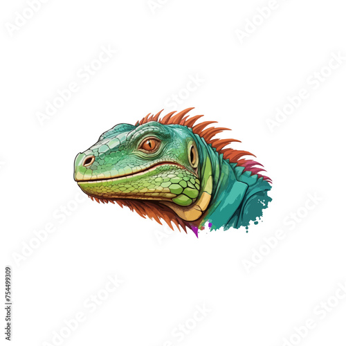 Iguana mascot logo design vector with modern illustration concept style for badge, emblem and t shirt printing. Green iguana illustration. American Iguana vector Logo