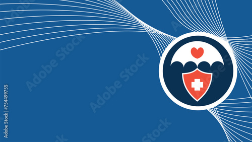 Medical insurance concept vector banner design with medical cross sign, umbrella , shield, heart shape on a blue background for advertisement, social media, web, flyer and more.