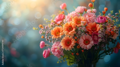 A vibrant bouquet of spring flowers in full bloom © JKashko