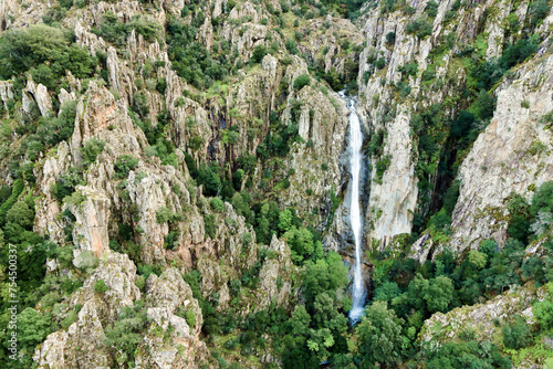 aerial view of "Piscia di l’Onda" waterfall, Corsica, France