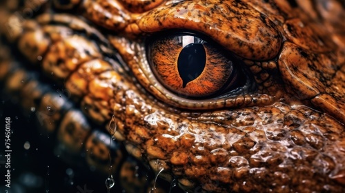 close up photo crocodile eyes and face