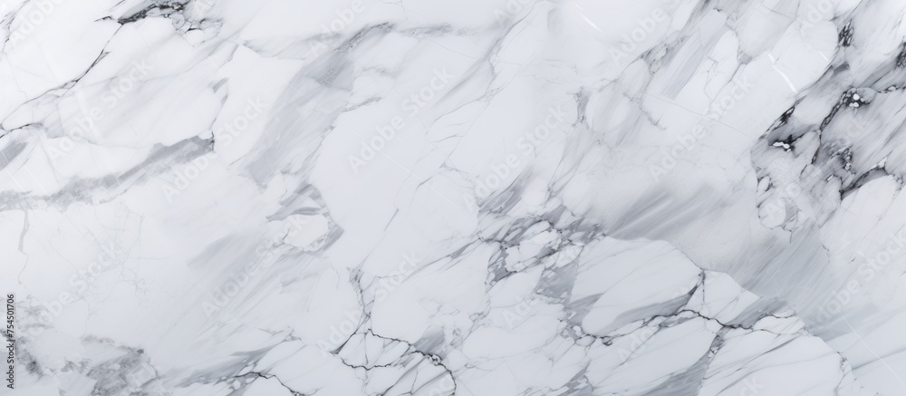 This close-up shot showcases the intricate details of a white marble texture, revealing the natural patterns and veins found in the surface. This close-up shot showcases the intricate details of a white marble texture, revealing the natural patterns and veins found in the surface.