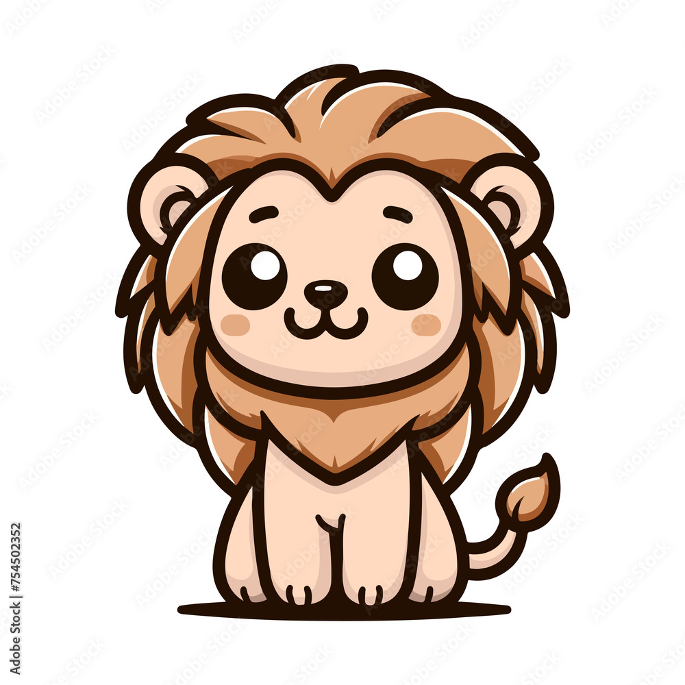 Obraz premium cartoon icon character cute lion