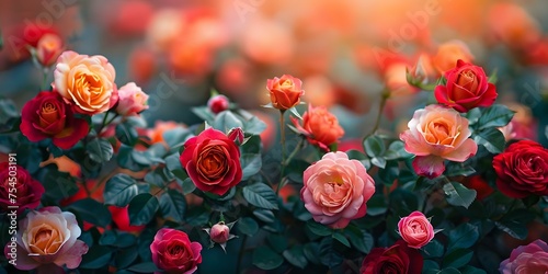 A Scenic Display of Diverse Rose Varieties at a Festival. Concept Botanical Gardens, Floral Enthusiasts, Rose Festival, Horticulture Showcase, Spectacular Outdoor Event © Anastasiia