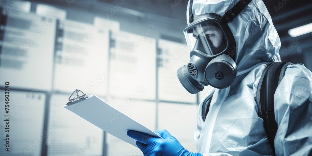 Healthcare Professional Writing Report in Protective Gear Healthcare Professional Writing Report in Protective Gear