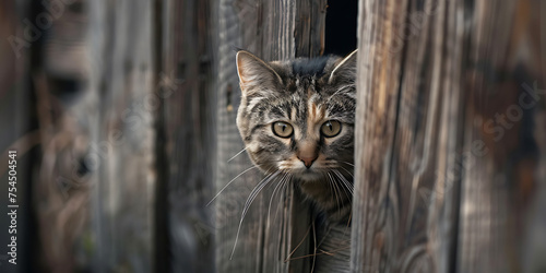 Um gato curioso observando a cidade sob a suave luz natural na janela