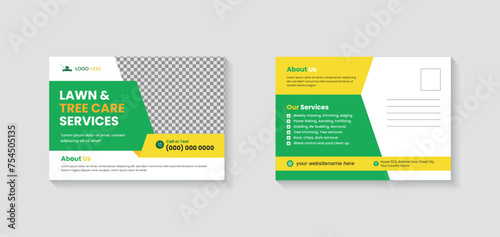 Creative postcard EDDM design template, every door direct mail Cleaning Service postcard, best Cleaning Service postcard template, cleaning lawn mowing garden postcard flyer layout