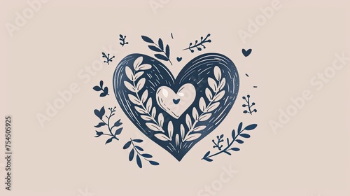 A stylized heart illustration with floral elements