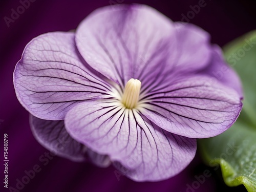 The soft, velvet texture of a violet's petals, detailed in a macro photograph that captures its subtle beauty, generative AI
