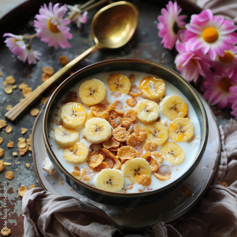cereal with berries in a bowl of milk. cereal with berries in a bowl of milk.