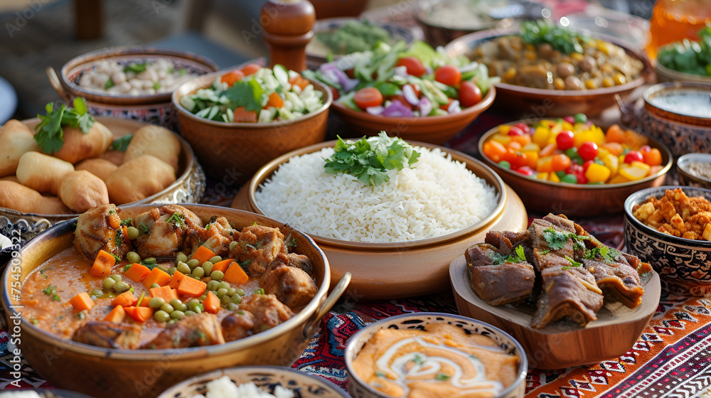 Ramadan Iftar Traditional Meal Time, Generative Ai