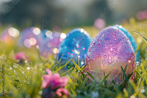 Easter eggs in pink color
