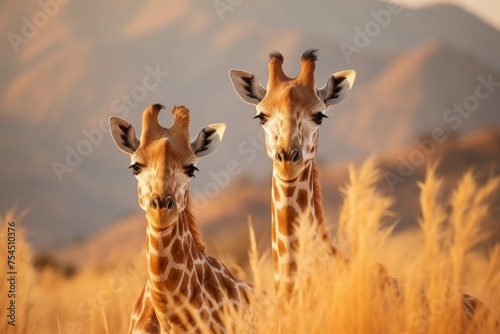 Two elegant giraffes in the breathtaking african savanna, an awe-inspiring scene of natures majesty © Ksenia Belyaeva