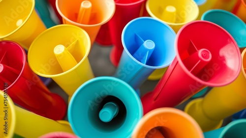 A Group Of Colorful Megaphone. The Power of Words in Marketing Concept.