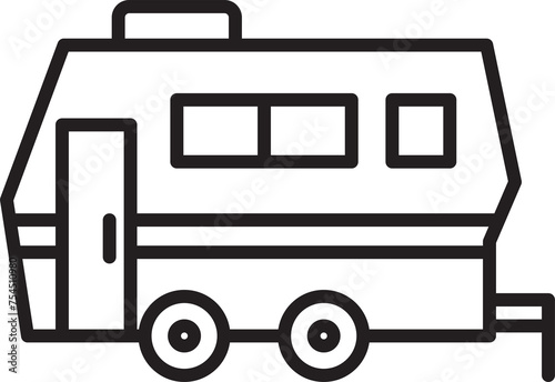 Motorhome Trailer Line Icon