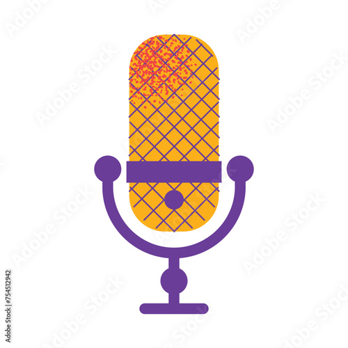 Headphones, microphone, laptop, equalizer, speech bubbles. Podcast recording and listening, broadcasting, online radio, audio streaming service Concept. Vector set illustration isolated on background